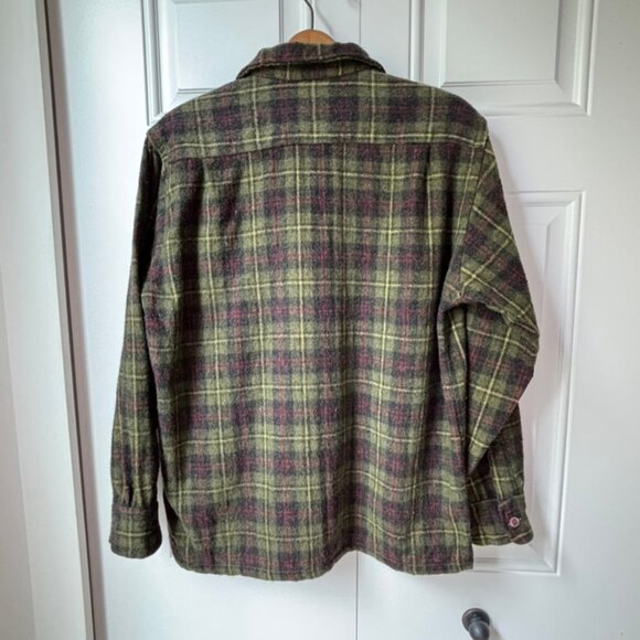 Vintage Mr.Jordan Single Needle Tailoring Plaid Button Up Wool Linen Size L - Picture 4 of 10